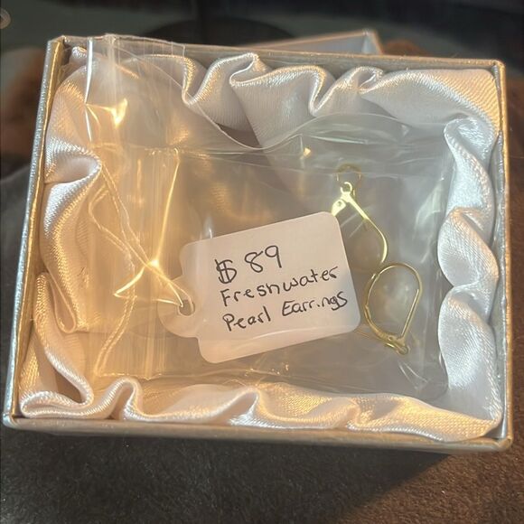 9-10mm Double Pearl Bar Dangle Earrings 14Yg/ 925 silver - Picture 6 of 7